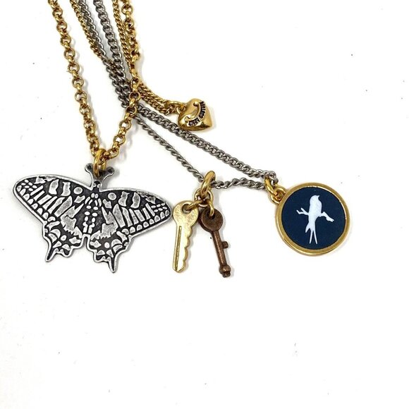Juicy Couture Multi-Chain Layered Butterfly, Bird, Heart, Keys Pendant Necklace - Picture 5 of 7